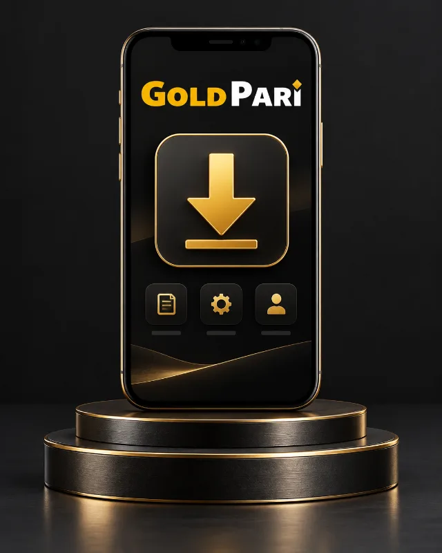 Смартфон с символикой Gold Pari и стрелкой
