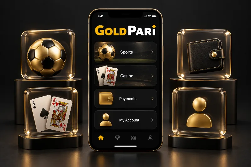 Разделы Gold Pari: спорт, казино, счёт и профиль