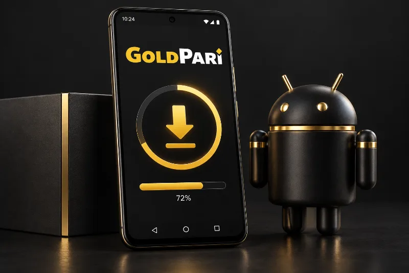 Смартфон Android и символ перехода к Gold Pari